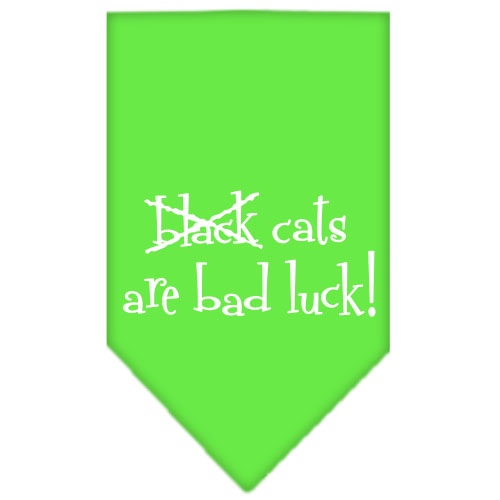 Black Cats are Bad Luck Screen Print Bandana Lime Green Large